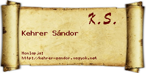 Kehrer Sándor névjegykártya